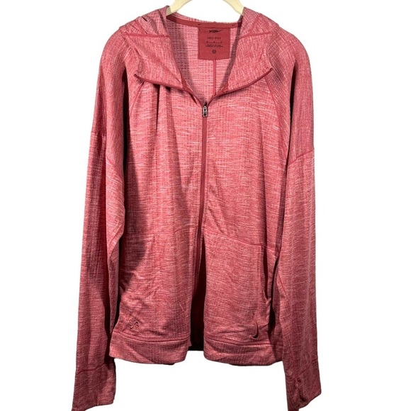 Nike Yoga Jacket Women's Medium M Red Zip Front Hooded Lightweight Dri-Fit - Picture 1 of 10